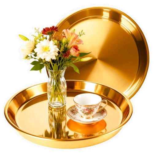 Nexyetnov Gold Round Serving Tray, 15