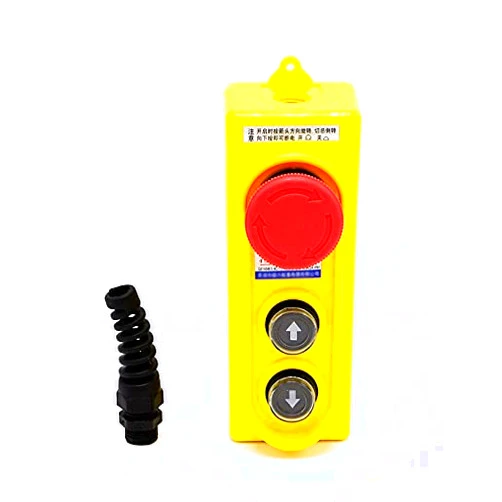 Generic Nastyaer for One Speed Control Hoist Crane Push Button 2 Pushbuttons Pendant Control Station with Emergency Stop Switch Silver Contact