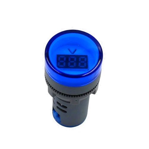 BCMCBV 22MM AC 60-500V Mini Voltage Meter AD16 AD16-22DSV Type LED Digital Display AC Voltmeter Indicator Light/Pilot Lamp 110V 220V (Color : Blue)