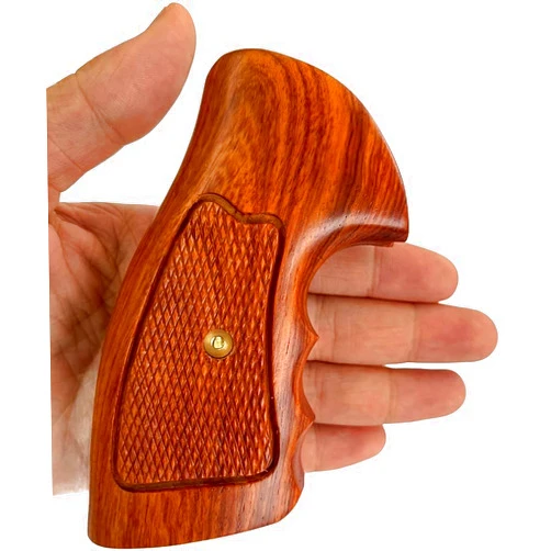 Generic BMPL Hardwood Grips Compatible Replacement for Rossi, Small Frame Square Butt Revolver Grips Checkered Handmade Handcraft Handgun #R002
