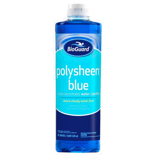 BioGuard Polysheen Blue Clarifier - 1 Quart, Fast-Acting Formula & Highly Concentrated Water Clarifier, Effective for All Swimming Pool and Filter Types