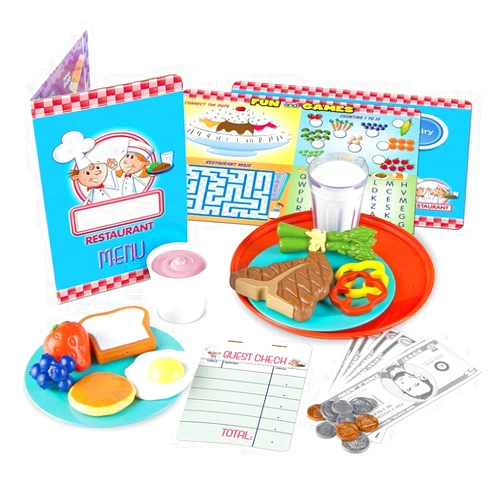 Learning Resources Serve It Up! Play Restaurant - 35 Pieces, Ages 3+ Play Restaurant Set, Pretend Restaurant for Kids, Toddler Learning Toys