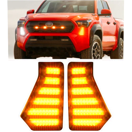 NEOXIST LED Fog Lights for Toyota Tacoma 2024 2025 Fang Light DRL Daytime Running Lamp Amber Turn Signal Front Bumper Headlight Trim, 4th Gen Tacoma Accessories (OE Style)