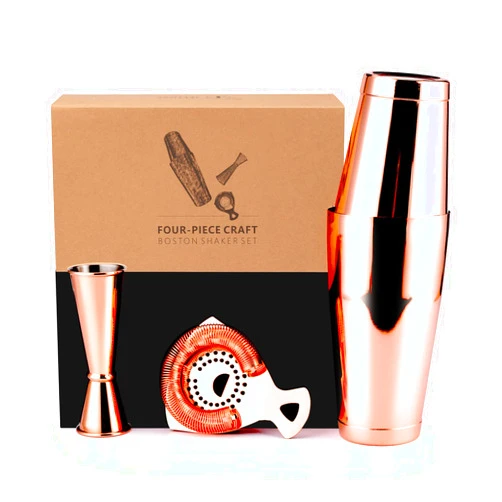 Jettory Cocktail Shaker Set - 4-Piece Mixology Bartender Kit with 18/28 oz Boston Shaker, Cocktail Strainer, and Jigger, in a Stylish Gift Box - Ideal for Home Bar or Professional Use
