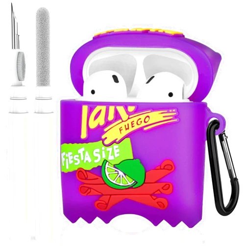 Awofeco Cute Case for Airpod Case with Cleaner kit,3D Kawaii Cartoon Food Funny Fashion Silicone Protective Cover Accessories with Keychain for Airpod Case 2nd&1st Generation for Women Girls (Takis)