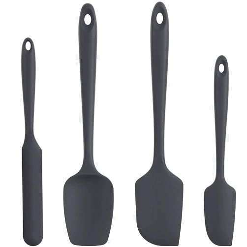 Barsone Spatulas Silicone Heat Resistant, Food Grade Rubber Spatula Set for Cooking, Baking, Stirring Heat Resistant 446°F Spatulas for Nonstick Cookware Dishwasher Safe BPA Free Multicolor Set of 4 Black