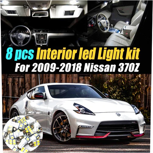 Mr.Brighton LED 8Pc Super White 6000k Car Interior LED Light Bulb Kit Pack Compatible for 2009-2018 Nissan 370Z