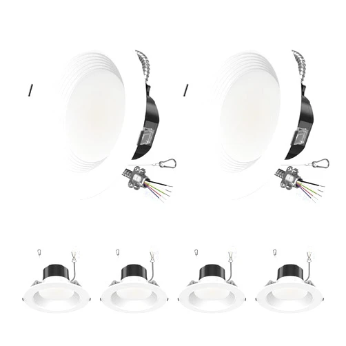 Haloitte 6 Inch Commercial LED Downlights, 120-277V Can Light, 13W/19W/27W Adjustable 2700K to 5000K, 0-10V Dimmable Recessed Lighting Fixture, IC, Damp Location, ETL, Energy Star Rated, 6PK