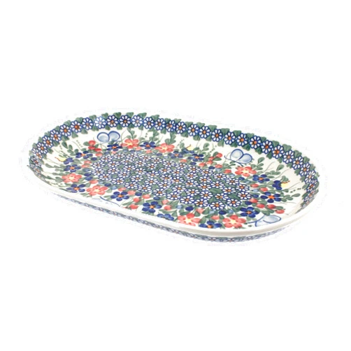 Blue Rose Pottery Blue Rose Polish Pottery Garden Butterfly Large Oval Dish