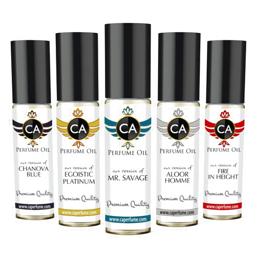 CA Perfume All Time Classic Men Set Impression of (Chanova Blue, Egoistic Platinum, Mr.Savage, Aloor Homme, Fire in Height) Fragrance Body Oil 10ml x 5