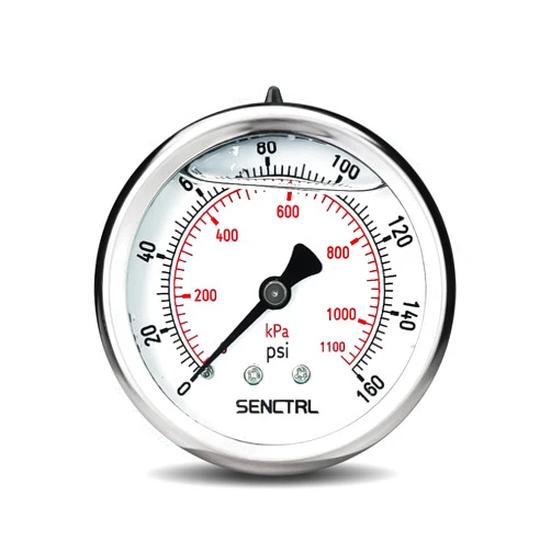 Senctrl 0-160 Psi Glycerin Liquid Filled Air Pressure Gauge, 2.5