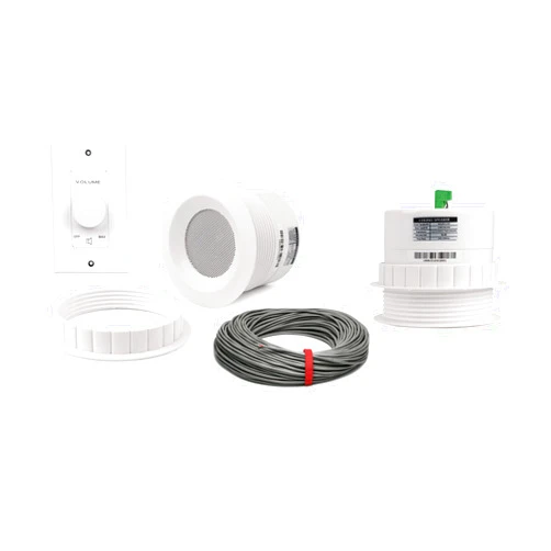 Pure Resonance Audio 3 Inch 70 Volt Ceiling Speaker Bundle with 100W White Volume Control and Installation Wire - Contractor Pack (2 Speakers)
