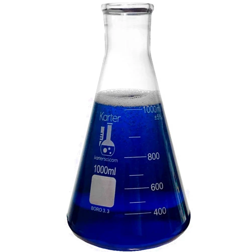 Karter Scientific 1000ml Narrow Mouth Erlenmeyer Flask, 3.3 Borosilicate Glass, Karter Scientific 213G22 (Single)