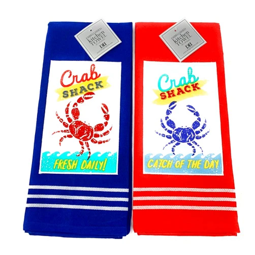 DII Crab Shack Embellished Dishtowel 2 pk. Set