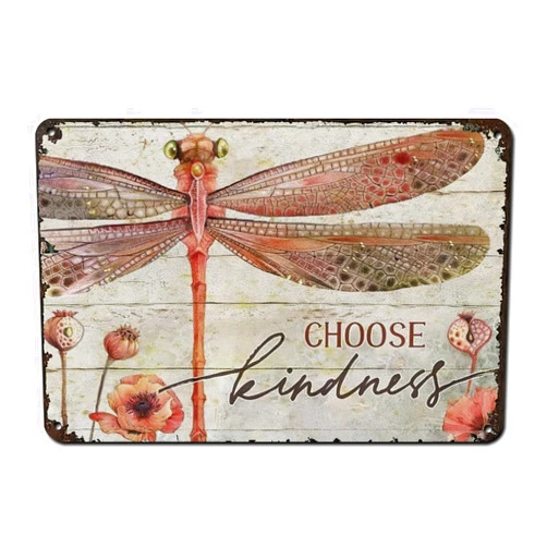 Apline Garden Dragonfly Tin Signs Choose Nostalgic tin Sign Retro Wall Decor For Home Gate Garden Restaurants Cafes Office Store Pubs Club Gift for Home Coffee Wall Decor 8x12 Inch
