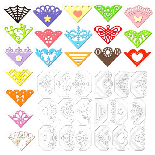 GLOBLELAND Book Corners Cutting Dies for DIY Scrapbooking Lace Corners Die Cuts Photo Frame Cut Stencils for Holiday Card Making Embossing Album Craft Decor