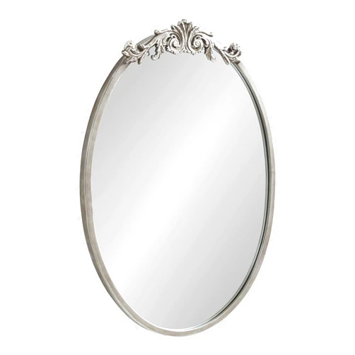 Kate and Laurel Arendahl Ornate Glam Oval Wall Mirror, 18 x 24, Antique Silver, Beautiful Bohemian Mirror for Wall