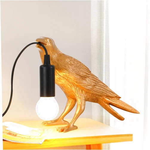 OVANUS Crow Lamp - Raven Lamp Adjustable Brightness with Bulb, Gothic Crow lamp，Raven Light Decor for Bedside Bedroom Living Room Deco - Gold