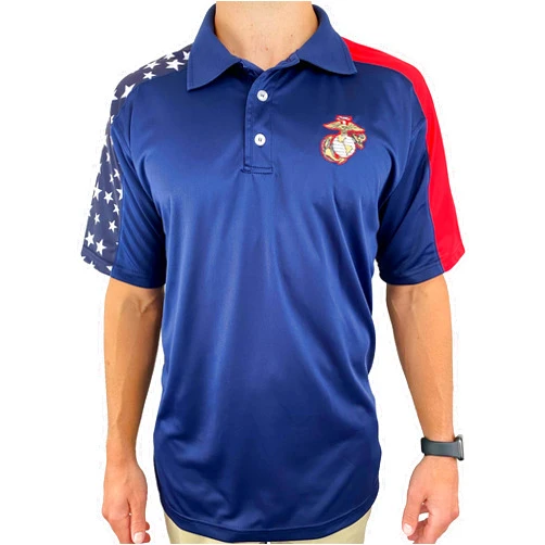 AE Sport Marine Corps Patriotic Polo USMC Blue