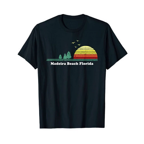 Retro Madeira Beach, Florida Home State Gift Vintage Madeira Beach, Florida Sunset Souvenir Print Men Women Kids T-Shirt