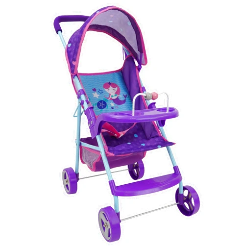 509 Crew : Mermaid Doll Stroller - Kids Pretend Play, Canopy & Cup Holder, Easy Fold Storage & Travel, Fits Dolls Up to 21', Ages 3+ (T715028)