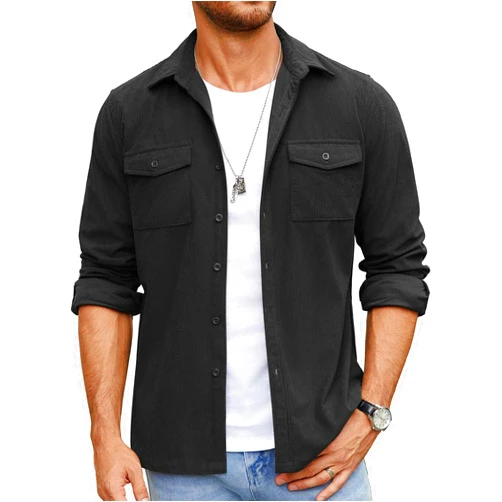 COOFANDY Men's Button Down Waffle Shirt Jacket Casual Long Sleeve Shacket Lightweight Overshirts with Flap Pockets