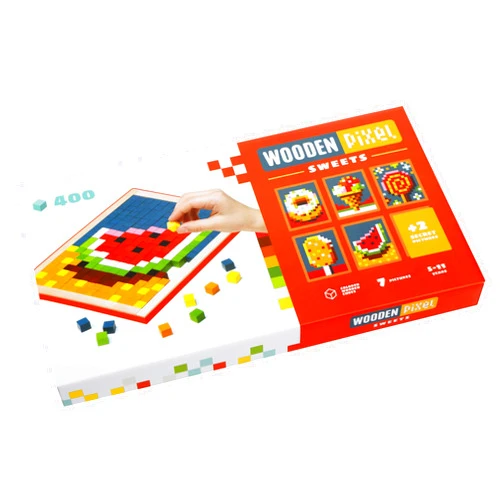 Wise Elk Wooden Pixel Toys for Kids, Sweets Set with 400 pcs, Educational Pix Art for Kids from 5 Years Old, Mosaic Art Kits for Kids , Pixel Mosaic Kits for Adults.