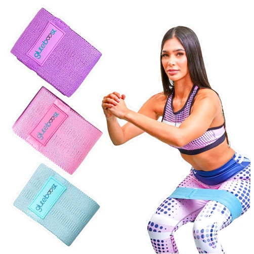 Gluteboost - Resistance Bands - Set of Three Latex Fitness Loop Bands - for Progressive Resistance Training and Stretching - Travel Workout Kit
