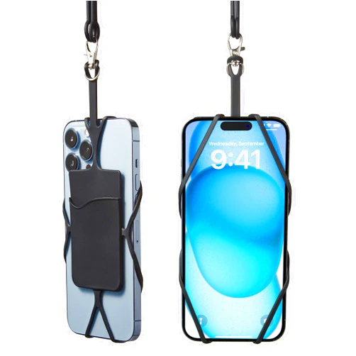 Kinizuxi 2 Packs Cell Phone Lanyard Crossbody Adjustable Neck Phone Holder with Card Pocket, Universal Silicone Neck Strap Phone Lanyards for Around the Neck Compatible with Most Smartphones