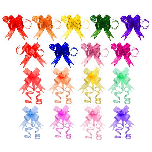 Penta Angel 170Pcs 17 Colors String Bows Basket Pull Bows Gift Knot Ribbon Present Wrapping Décor Bows for Birthday Wedding Christmas New Year Party Ornament, 1.8cm Width