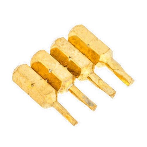 HALLMERS 4pcs 1.8mm, 2mm, 2.3mm, 2.7mm Triangle Screwdriver Tool Bit Set (25mm) - S2 Tool Steel - Brass Coated, 1/4