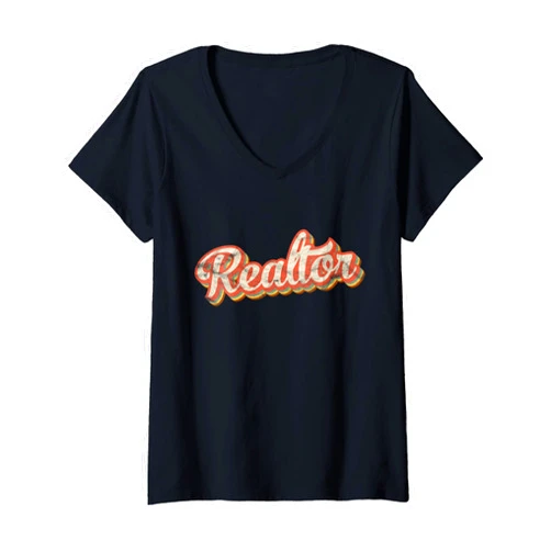 Funny Realtor Gifts Vintage House Seller Apparel Womens Retro Style Realtor Gift Vintage Broker Real Estate Agent V-Neck T-Shirt