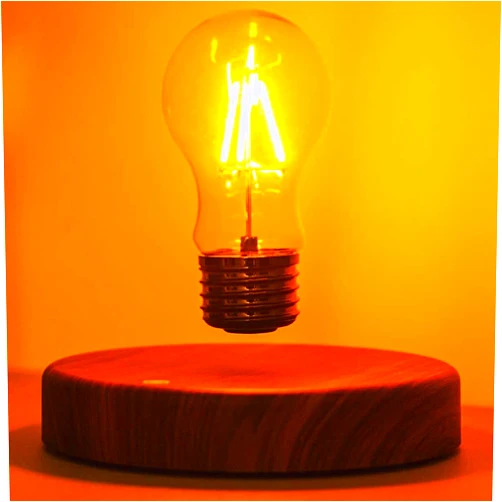 MOOCCI Levitating Bulb Lamp Magnetic Floating Lamp Light Desk Lamp Night Light Table LED for Unique Gifts, Room Decor, Night Light, Home Office Decor Desk Tech Toys (Round-Dark Brown Base)