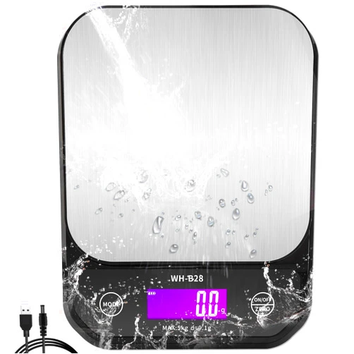 Yoncon IPX7 Waterproof Food Scale Digital Weight Grams and Oz, 11lb/0.01oz High Precision Kitchen Scales Digital Weight for Cooking, Baking, USB Rechargeable, Stainless Steel Platform Best Gift