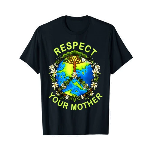 Future Of The Planet Earth Day Respect Your Mother Earth Day Nature Goddess Flowers T-Shirt