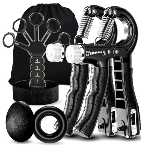 ACOTANT Grip Strength Trainer(5 Pack) with Finger Exerciser, Hand Grip Strengthener, Finger Stretcher,Grip Ring & Stress Relief Ball for Muscle Building and Injury Recover with Carry Bag