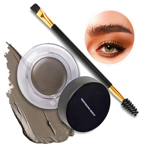Boobeen Brow Pomade Waterproof Eyebrow Cream Eyebrow Kit Makeup, Create Natural Brow Makeup, Dual Head Eyebrow Brush included