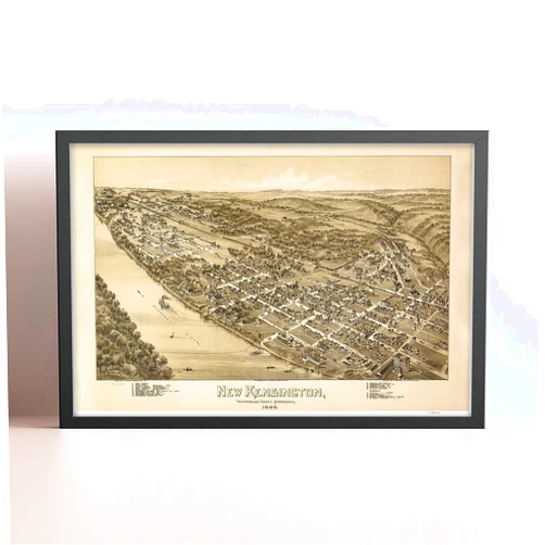 MG Global Bird's Eye View Poster of New Kensington Pennsylvania 1896 | 11x17 12x18 16x24 24x36 Unframed Historical Wall Art Print for Gift | Vintage Antique Rustic Home Office Decor
