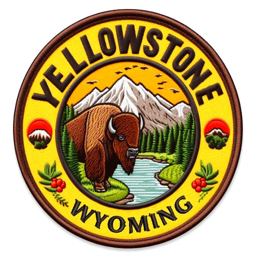 LLS Smile Sticker Patch Yellowstone National Park, Wyoming, Nature Embroidered Applique Iron On Patches Logo Emblem for Superb Style Caps Bags Jackets Backpacks Accessories