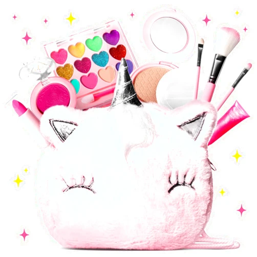 ULOVEME Kids Real Makeup Kit for Little Girls - Real, Non Toxic, Washable Make Up Toy - Umicorn Toys Gift for 3 4 5 6 7 8 9 10 12 Years Old Girls Birthday (Pink Umicorn)