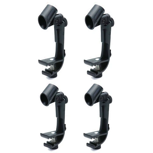 QWORK Drum Microphone Holder, 4 Pack Adjustable Drum Microphone Clip, Ring Mounting Clip Snare Drum Clip Sleeve, Mic Hoop Rim Snare Clamp, Black