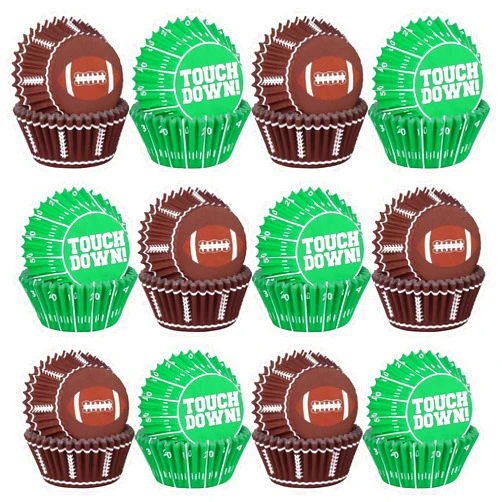 Gatherfun Football Party Supplies: 300-Count Football Cupcake Liners & Wrappers - Game Day, Birthday, and Tailgate Parties - Premium Football Cake Decorations - Football Party Favors