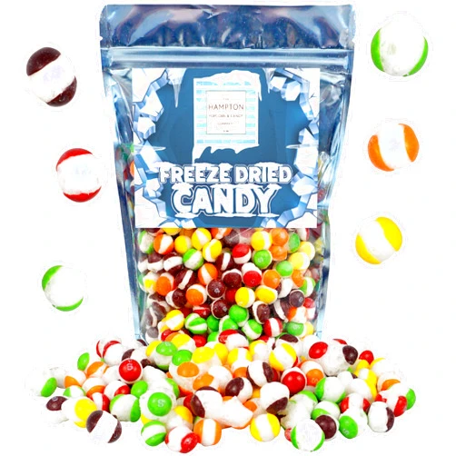 The Hampton Popcorn Company Freeze Dried Skittles, 16 oz Premium Freeze Dried Candy, Crunchy Fruity Candy, Resealable Packaging