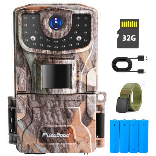 usogood Trail Camera 36MP 2K, Game Camera with Night Vision,32GB Card&Batteries,IP66 Waterproof Trail Cam with 2.0” HD Screen, Hunting Camera for Backyard/Wildlife Monitoring