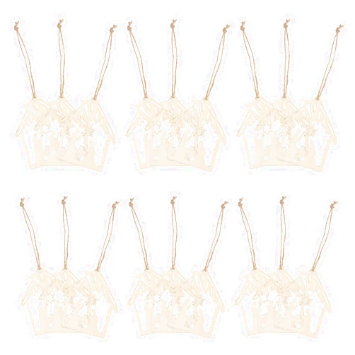 CIMAXIC 20pcs Pendant Home Decoration Blush Decor Wood Crafts Hanging Nativity Wooden Embellishments Christian Religious Wooden Cutouts Wood Ornament The Birth of Jesus Pattern Pendant Set