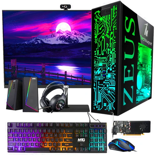 TechMagnet Gaming Desktop PC, Intel i7 6th Gen, Zeus Pro 4, GT 1030, 8GB RAM ARGB, 256GB SSD + 1TB HDD 27 Inch 165hz Monitor, Wi-Fi | Bluetooth Adapter, Webcam, RGB Kit, Win 10 Pro (Renewed)