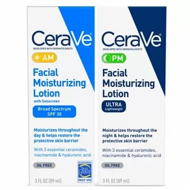 CeraVe Day & Night Face Lotion Skin Care Set | Contains CeraVe AM Face Moisturizer with SPF 30 and CeraVe PM Face Moisturizer | Fragrance Free 3 Fl Oz (Pack of 2)