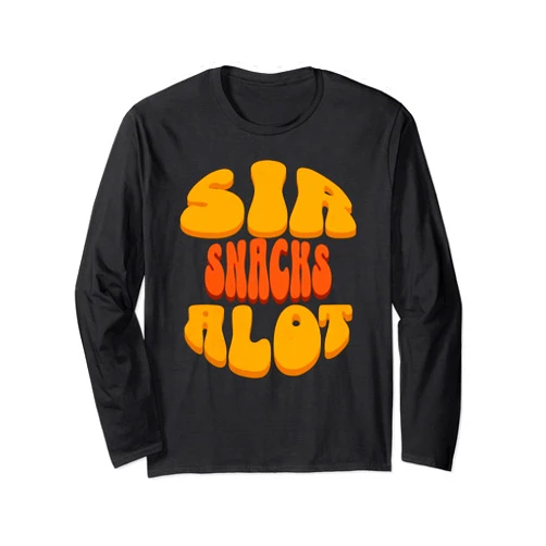 BizzyflyUSA Sir Snacks A Lot Funny Retro Food Lover Mens Boys Teen Youth Long Sleeve T-Shirt