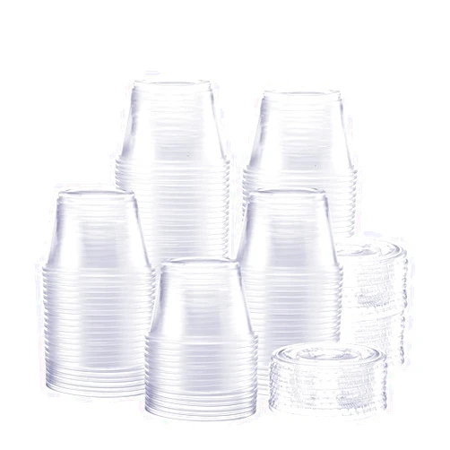 Comfy Package [4 oz. - 200 Count Clear Disposable Plastic Portion Cups with Lids - Soufflé Cups, Jello Shot Cups With Lids, Clear Plastic Containers Perfect for salad Dressing and More