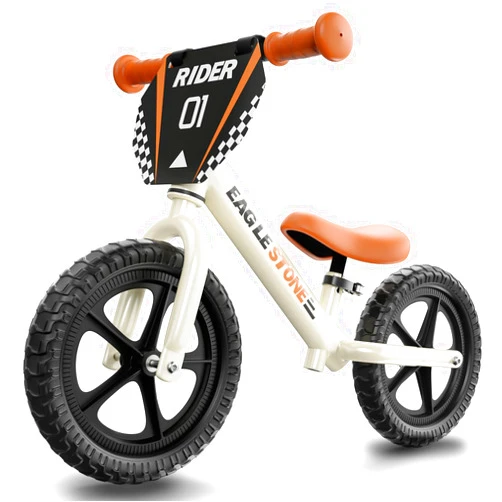 EagleStone 12 Inch Toddler Balance Bike, Early Learning Interactive Push Beginner Bicycle with Adjustable Handlebar&Seat, Customize Plate, Flat-Free Tires, No Pedals Bike Gift for 2-5 Boys Girls Kids